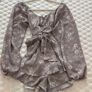 Floral Long Sleeve Women's Romper